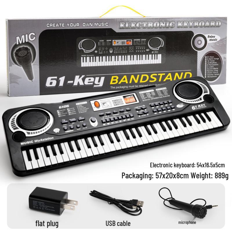 61-Key Children's Electronic Keyboard with Microphone - Educational Musical Toy Piano with Power Supply