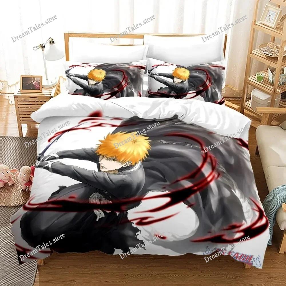 Bleach Kurosaki Ichigo Cartoon Poster Sheets Quilt Covers Bedding Dormitory Sheets Bedding Set Soft Warm Bedding Set Luxury Gift
