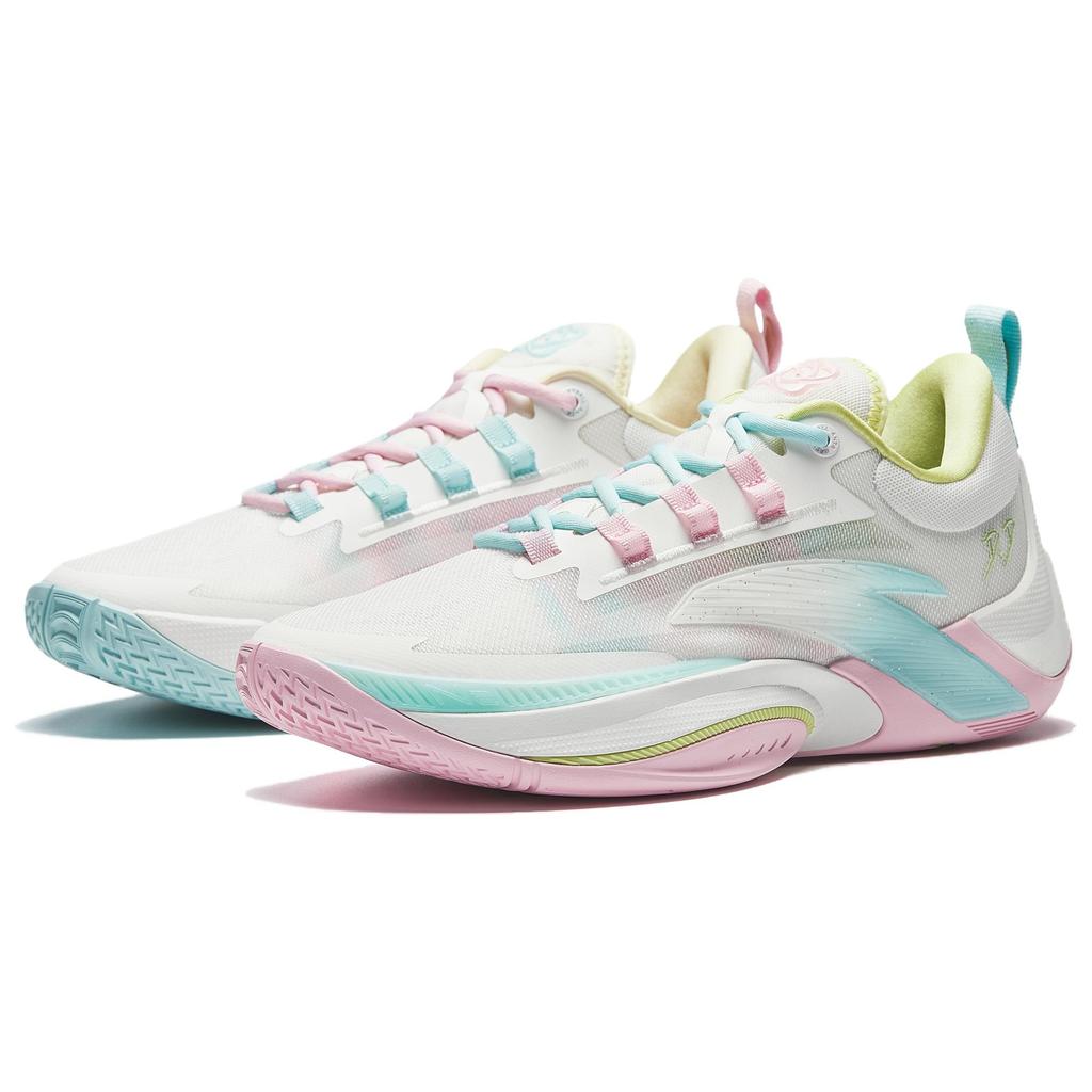 New Anta Instantaneous 1 Cushioning, Wear Resistant Low Top Basketball Shoes Men's White Pink Blue 912531109Q-2