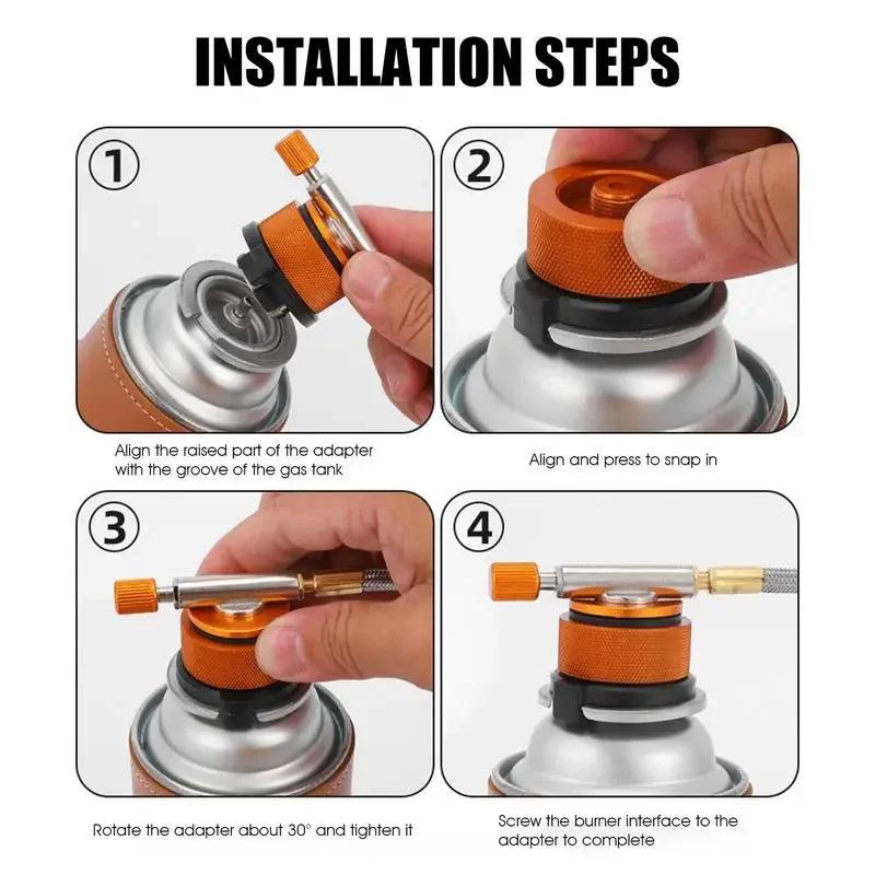3 Pieces Camping Gas Stove Adapter Camping Stove Butane Adapter Split Type Furnace Converter Connector Camping Equipment