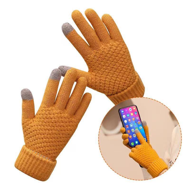 

Двухслойные перчатки для сенсорных экранов из бархата для защиты от холода зимой, подходят как мужчинам, так и женщинам. One Size вино красного