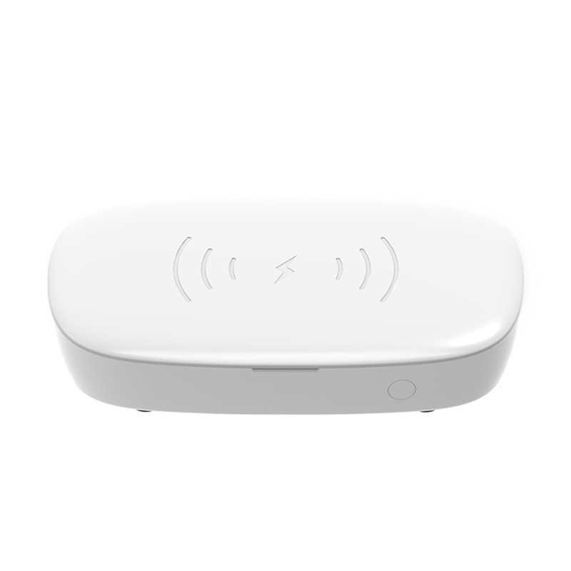 3-i-1 Ultraljudsrengörare UVC UV Desinfektionslåda Mobiltelefon Trådlös Laddning Kontaktlinser Tandställning