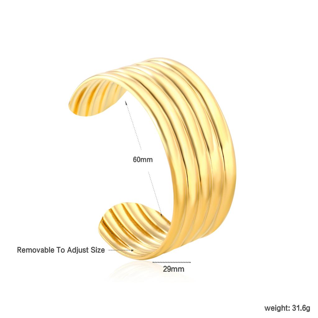 Vintage Geometric Open Cuff Bracelet Fashionable Personalized Jewelry High-End Gold Tone Bangle