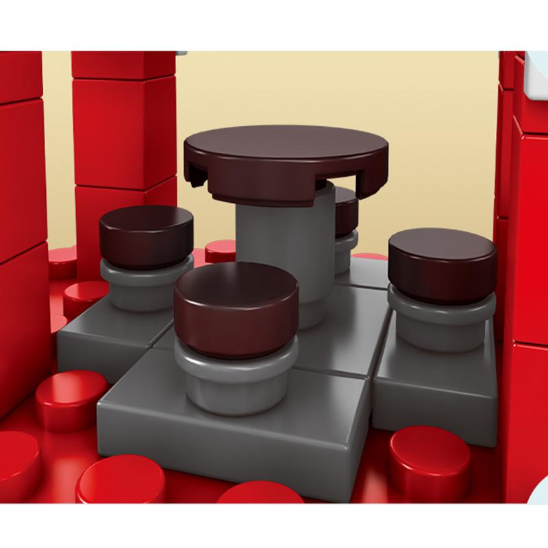 Arkitektoniska Byggklossar Hamburgerbutik Stadsserie Flickpresent Husmodell Montering Pusselmodell Pojkpresent Leksak för Barn