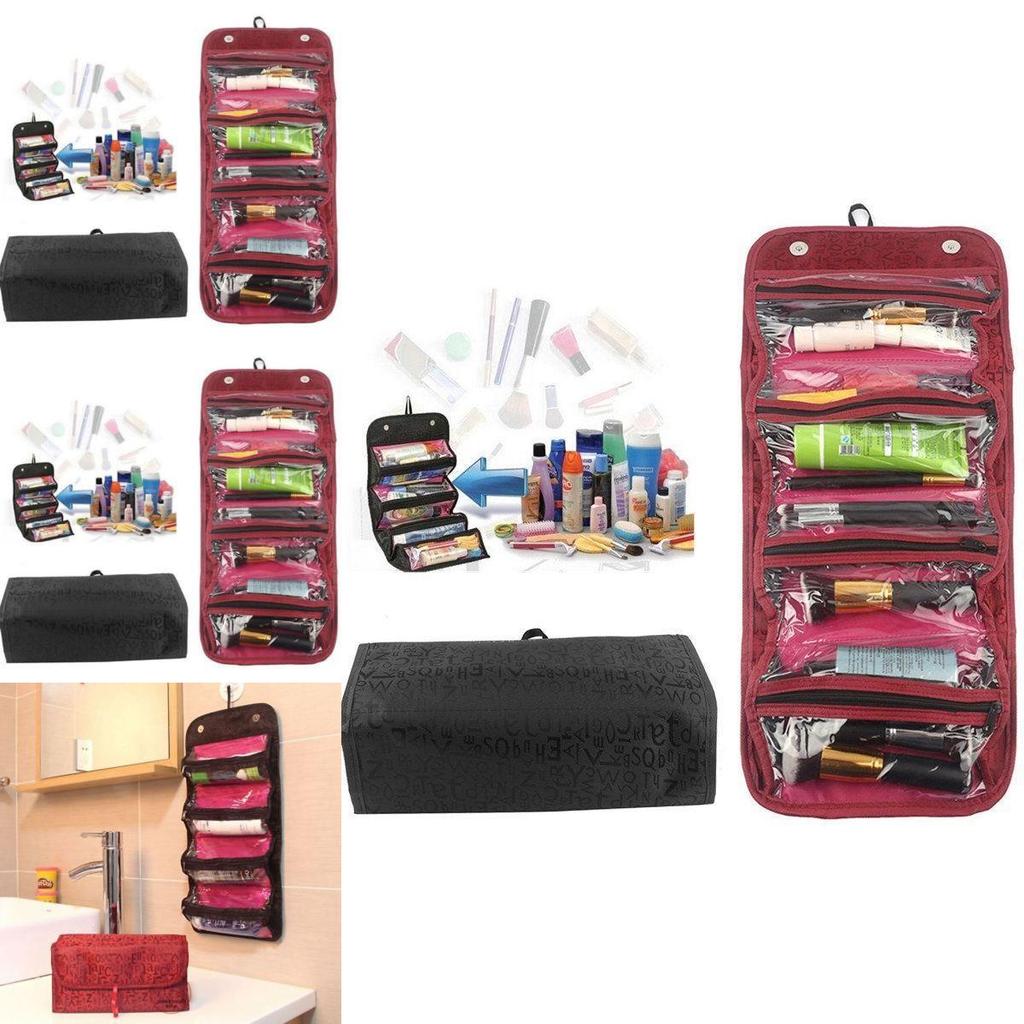 Compact And Stylish Cosmetic Organiser Roll And Go Cosmetic Bag With 4 Zippered Compartments