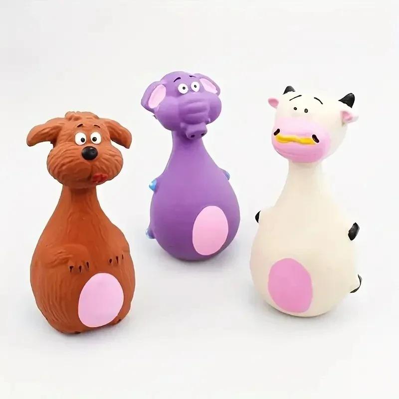 Latex Squeaky Dog Toy With Cartoon Animal Shape For Puppy Chewing Interactive Play Training Daily Indoor Pet Fun And Boredom Relief
