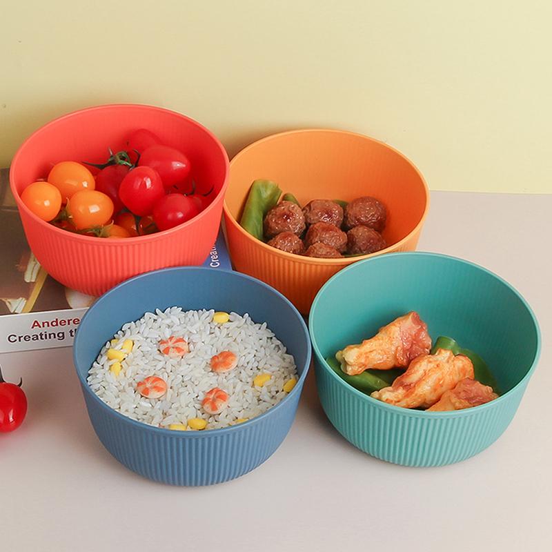 Bol pentru salată cu paie de grâu, 15 cm, cu bob vertical, bol rotund, creativ, pentru uz casnic, bol cu ​​orez, bol pentru supă, bol din plastic