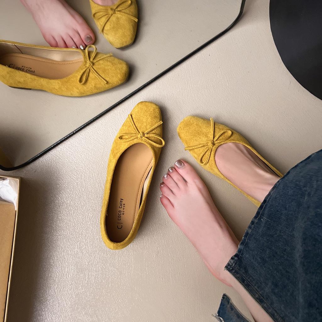 Französische Schleife quadratischer Kopf Mary Jane Einzelne Schuhe Damen 2025 neu retro vielseitig Ein-Pedal leichter Mund Pendlerschuhe