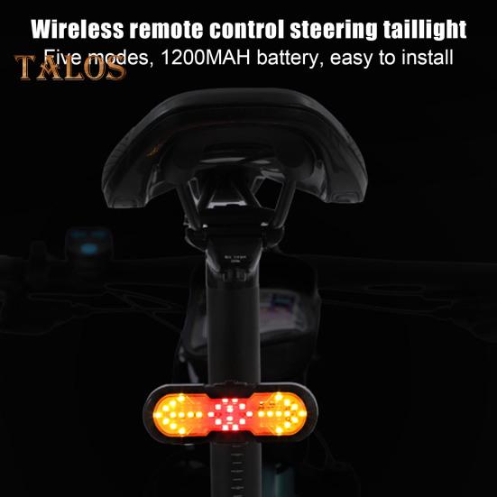Bicycle Tail Light Waterproof Remote Control Turn Signal Light Type-C Rechargeable MTB Road Mountain Bike Rear Night Riding Bike Safety Warning Lamp