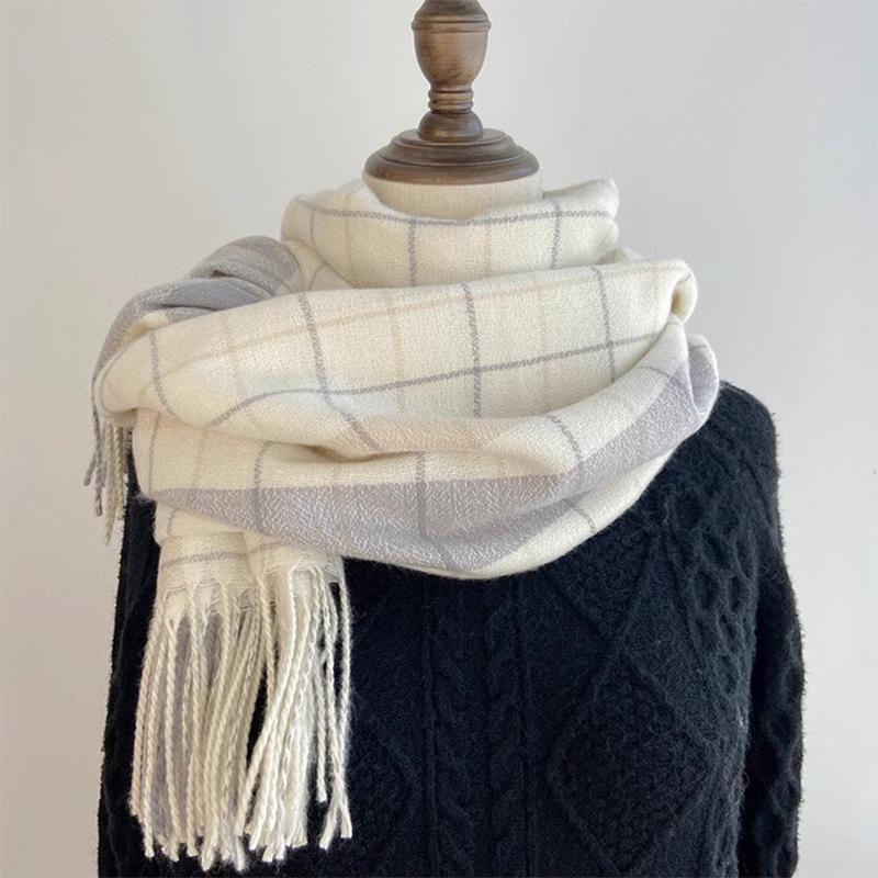 2025 Autumn And Winter Women'S Scarf Atmosphere Plaid Korean Style Versatile Neck Scarf Thick Warm