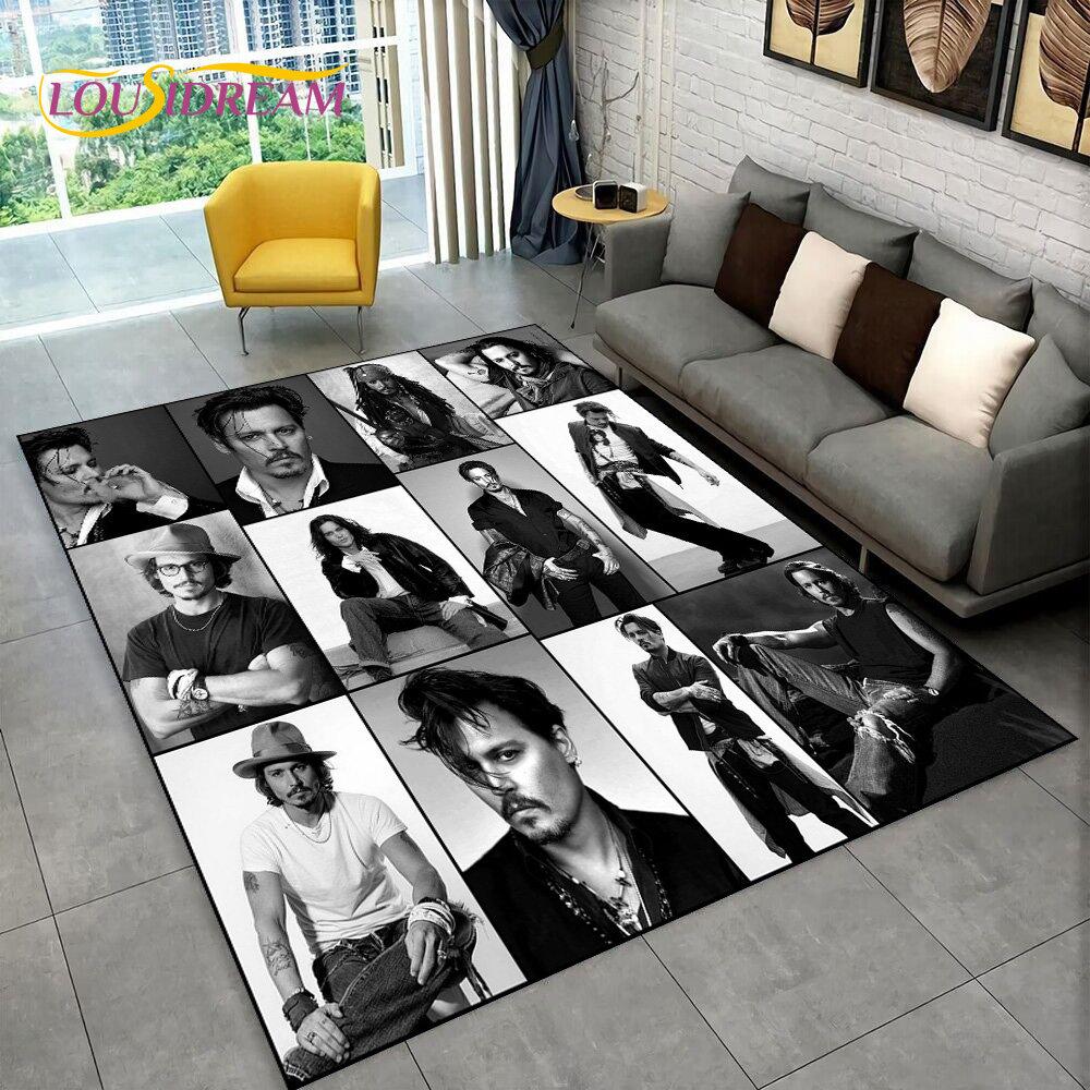 3D Printing Johnny Depp Series Area Rug,Carpet Rug for Home Living Room Bedroom Sofa Doormat Kitchen Decor,Non-slip Floor Mat HD