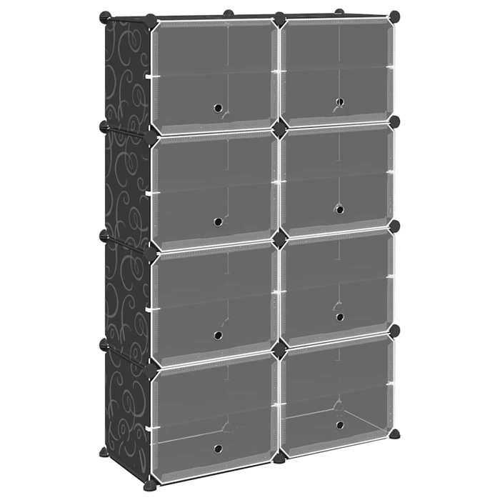 VidaXL Storage Cubes 8 Pcs with Doors Black PP, Storage Cube, Cube Storage Organizer, Shelf At 4019579