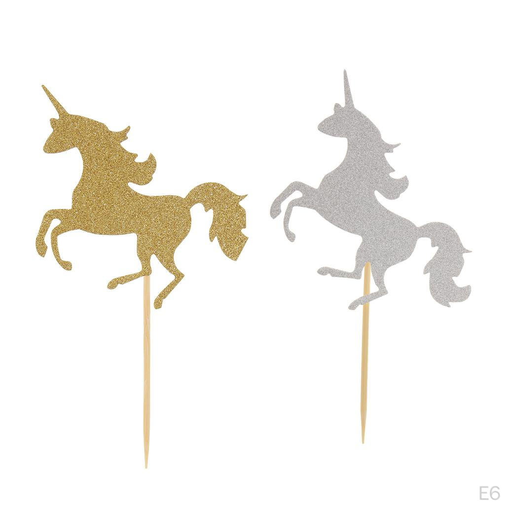 12 Pack Glitter Cupcake Toppers Food Picks Kids Birthday Party Decor