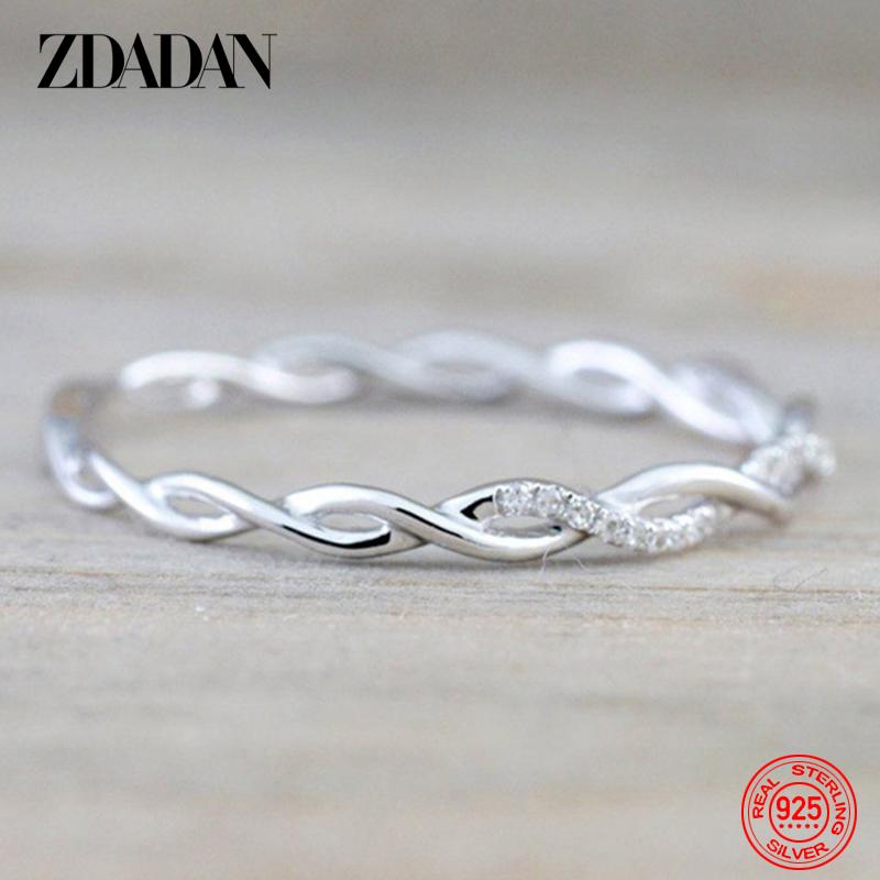 925er Sterlingsilber Verdrehte Ringe für Damen Modischer Hochzeits Schmuck