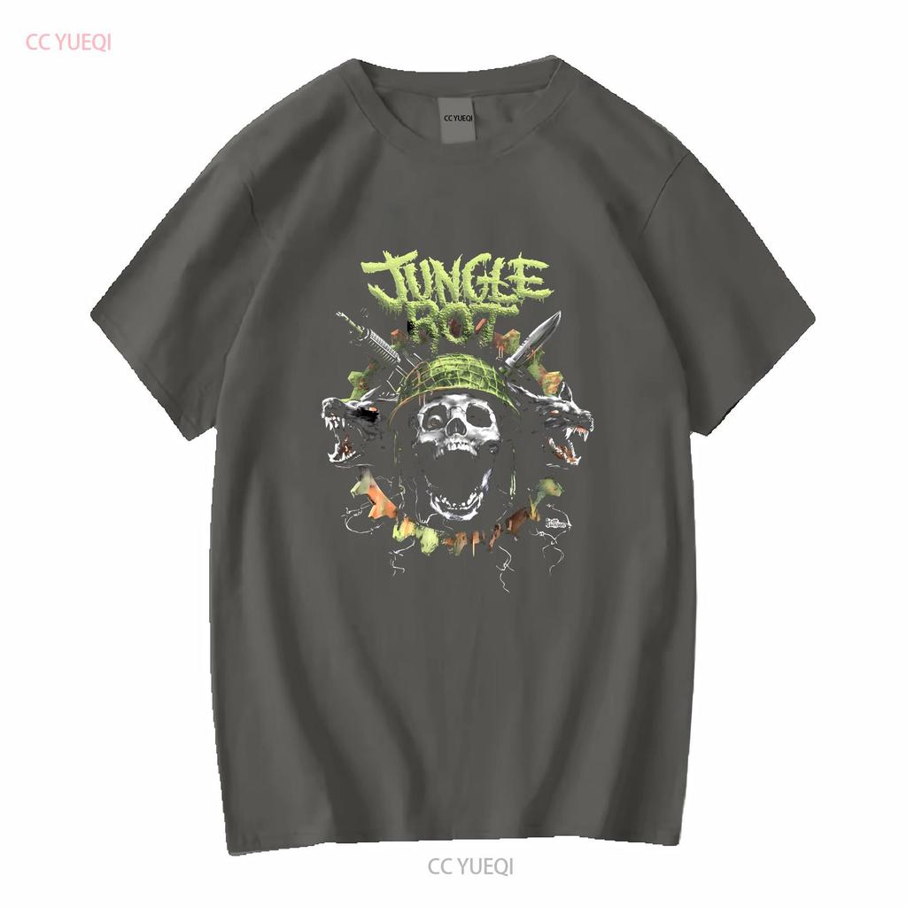Jungle Rot Band Music Tour Black  Cotton T Shirt Vintage Washed Stretched Fashion Stylish Streetwear Casual Comfortable Unisex