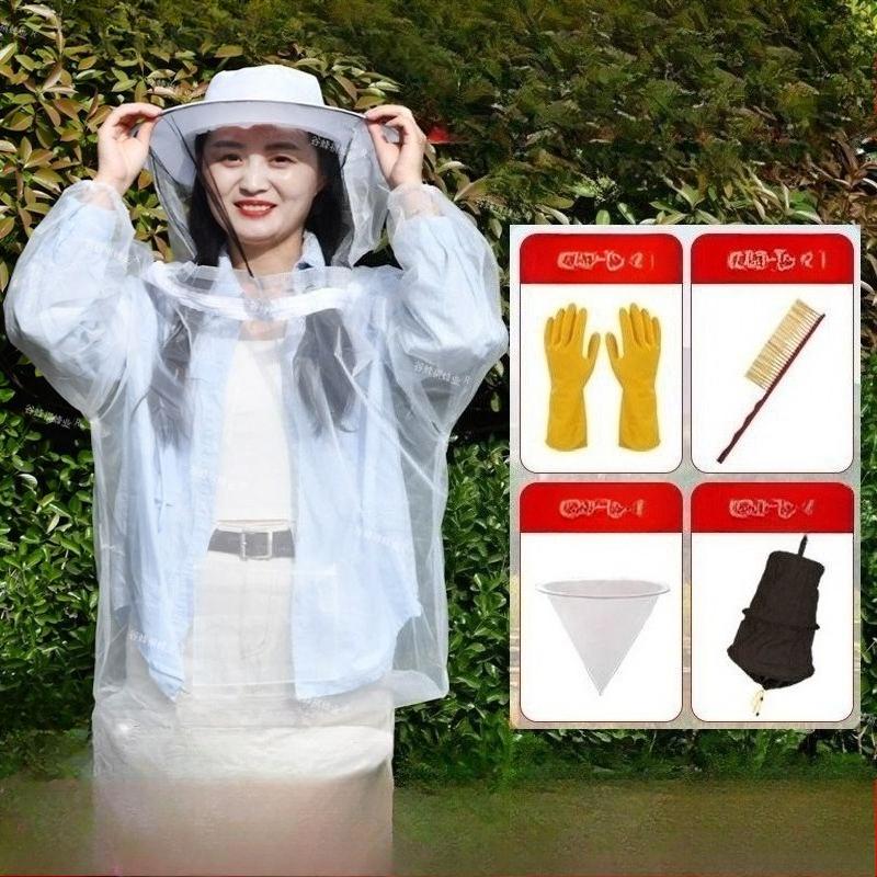 

Beekeeper Suit Full Body Ventilated Bee Proof Outfit with Hat for Sun Protection светло-серый