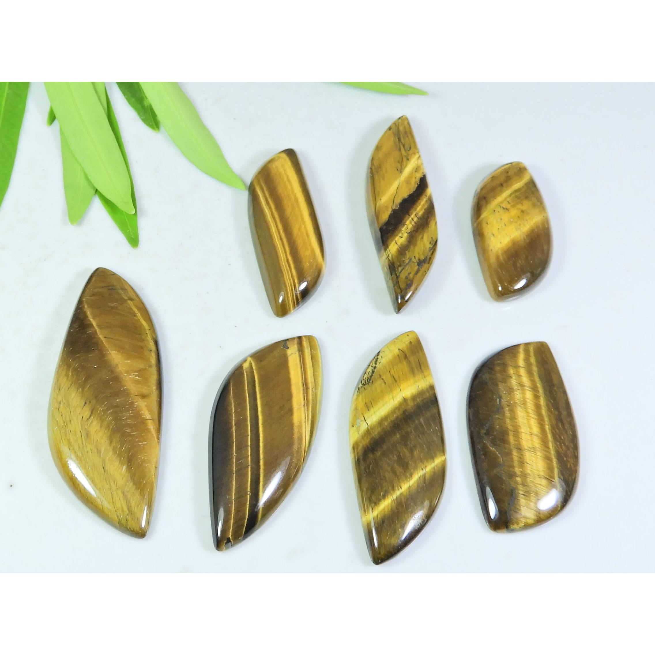 

149Cts. Natural Brown Tiger eye Fancy Shape Cabochon Loose Gemstone 7Pcs Lot A-02