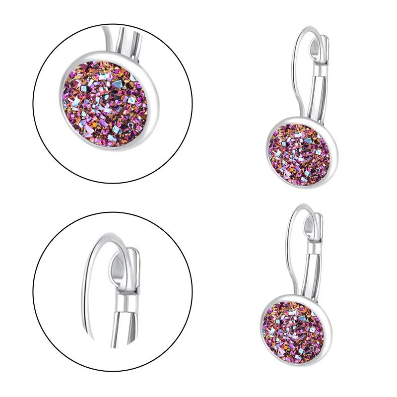 Simplee Koreanische Mode Ohrringe mit rundem Stein für Damen Kupferfarbe Hängeohrring 2023 Trend Zirkon K-Pop Accessoires