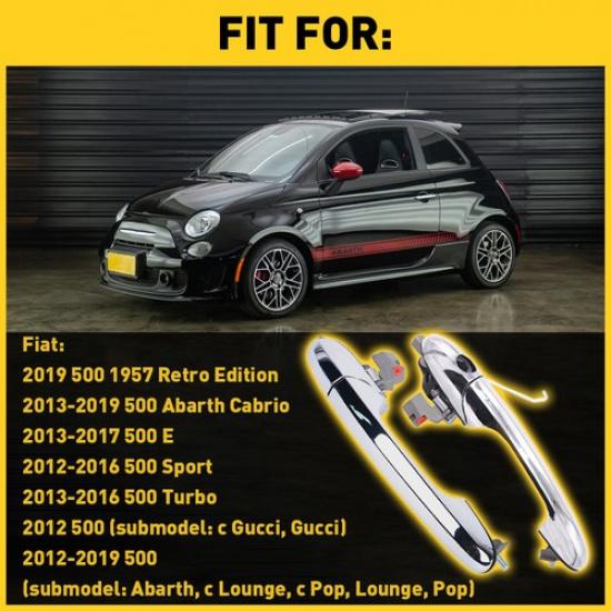 Pair Front Exterior Outside Chrome Door Handle &Right Left Side For Fiat 500