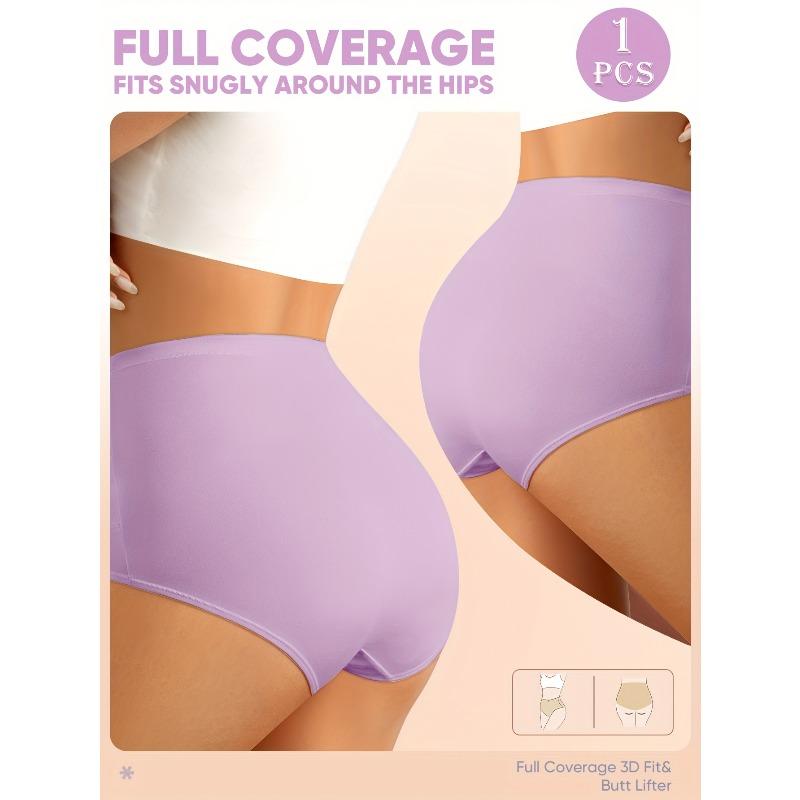Women's Simple Solid Color High-Waist Breathable Mesh Triangle Panties with Crisscross Texture Design, Tummy Control, Butt Lifting, Seamless Shaping