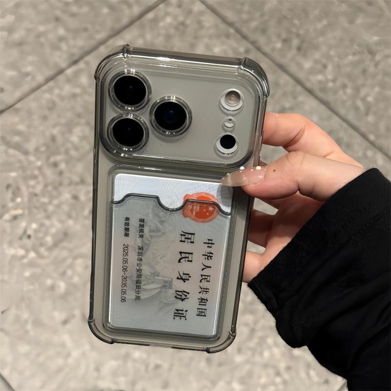 Shockproof Card Slot Holder Pocket Phone Case For iPhone 17 13 12 11 Pro Max 17 Air Clear Cases For iPhone 16 15 14 Plus Cover