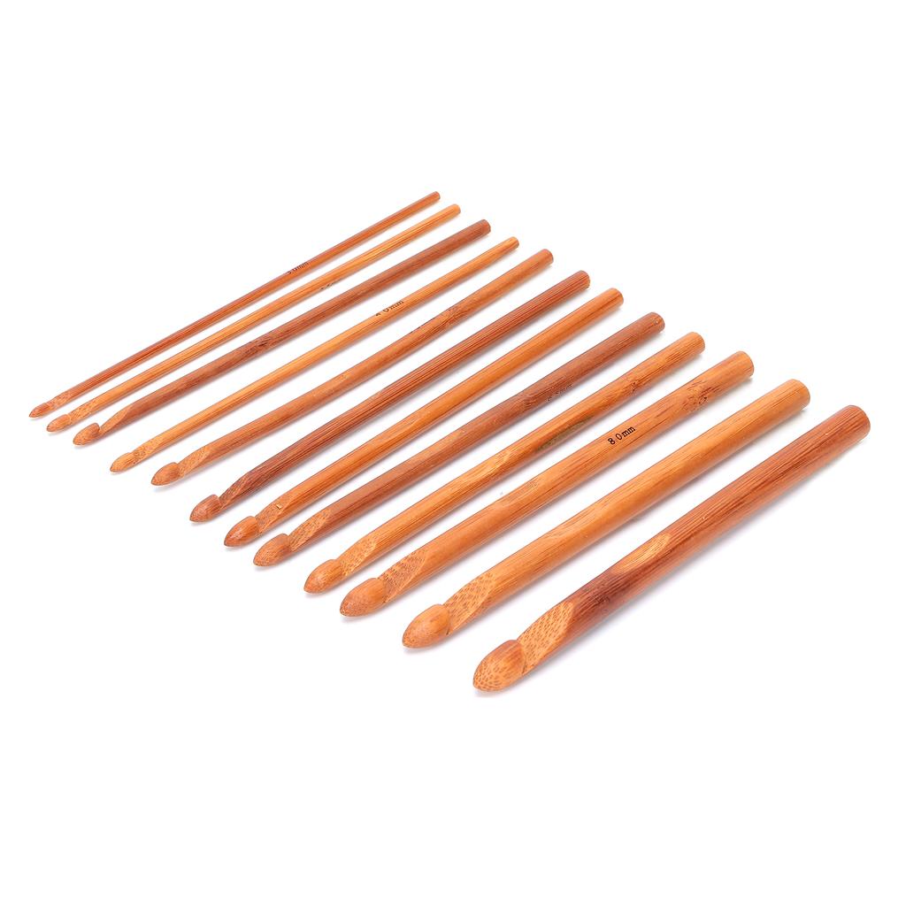 12 szt. Karbonizowane Bambusowe Szydełka Zestaw Drutów do Robienia na Drutach Narzędzia do Tkactwa Akcesoria