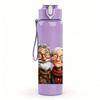 1PC Elderly Old Couple Portrait Pattern 750ml Color Plastic Sports Water Bottle Leakproof Flip Straw Lid Suitable for Sports Office Home Use