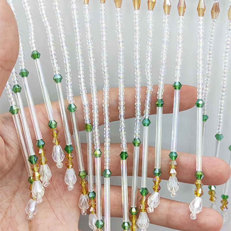 45Cm Long Tassel Glass Tube Fringe Tassel Fabric Diy Trim Ribbon Border Dance Dress Irregular Decor Wavy Beaded Sewing Tassel