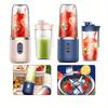 400ml Portable Electric Juicer Blender Cup, Wireless Rechargeable Mini Juice Mixer with 6-Blade Dual Cup for Smoothies, Vegetables, and Fruits