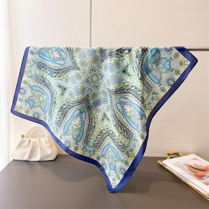 2026 New Imitation Silk Scarves Bandanas Paisley Printed Square Scarf For Women Luxury Hijab Neckerchief Elegant Shawl Wraps