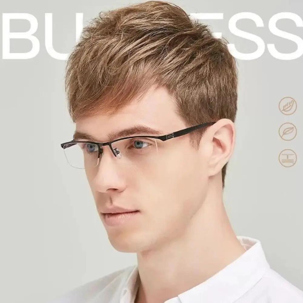 Half Frame Myopia Glasses Anti Blue Light Men's Commercial Glasses Finished Myopia Glasses Eye Protection with Diopter -1.0~6.0