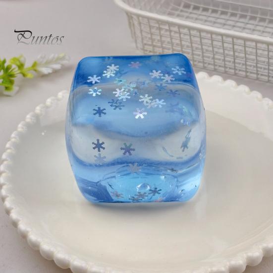 Transparent Lemon Toy Squeeze Toy, Stress Relief Jellyfish Ice Cream Reduction Soft Clear Cube Sensory for Kids Adults Reliever