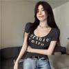 American Retro Hot Girl Letter Print U-Neck Short Sleeve T-Shirt - 2025 Summer Pure Desire Style