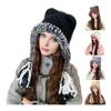 Women Hat Bear Ear Design Thickened Plush Ear Protection Hat Skiing Camping Travel Autumn Winter Headwear