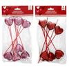 10pcs Shinny Glitter Hearts Stick Foam DIY Vase Pick Stick Flower Bouquet Red Heart Branch Dessert Cake Decor