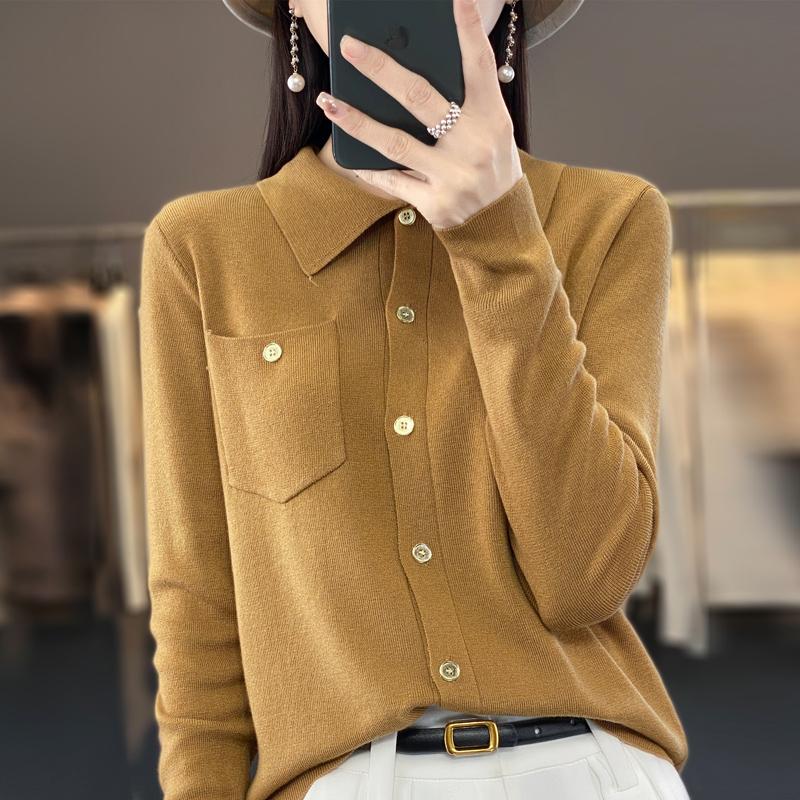 

2024 Новый женский кардиган Женский кашемировый кардиган Женский свитер Вязаный кардиган Воротник поло Кашемировый свитер L