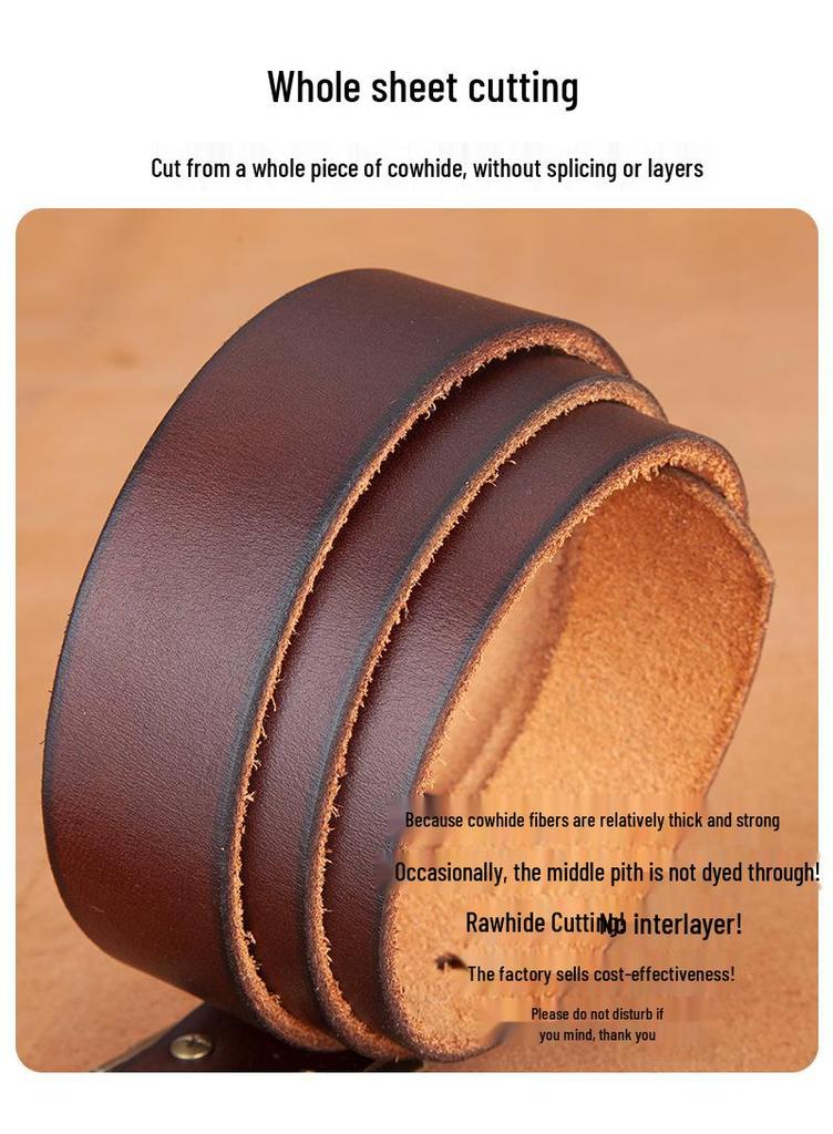 Men's Washed Retro Cowhide Leather Belt with Pin Buckle - Versatile and Casual
