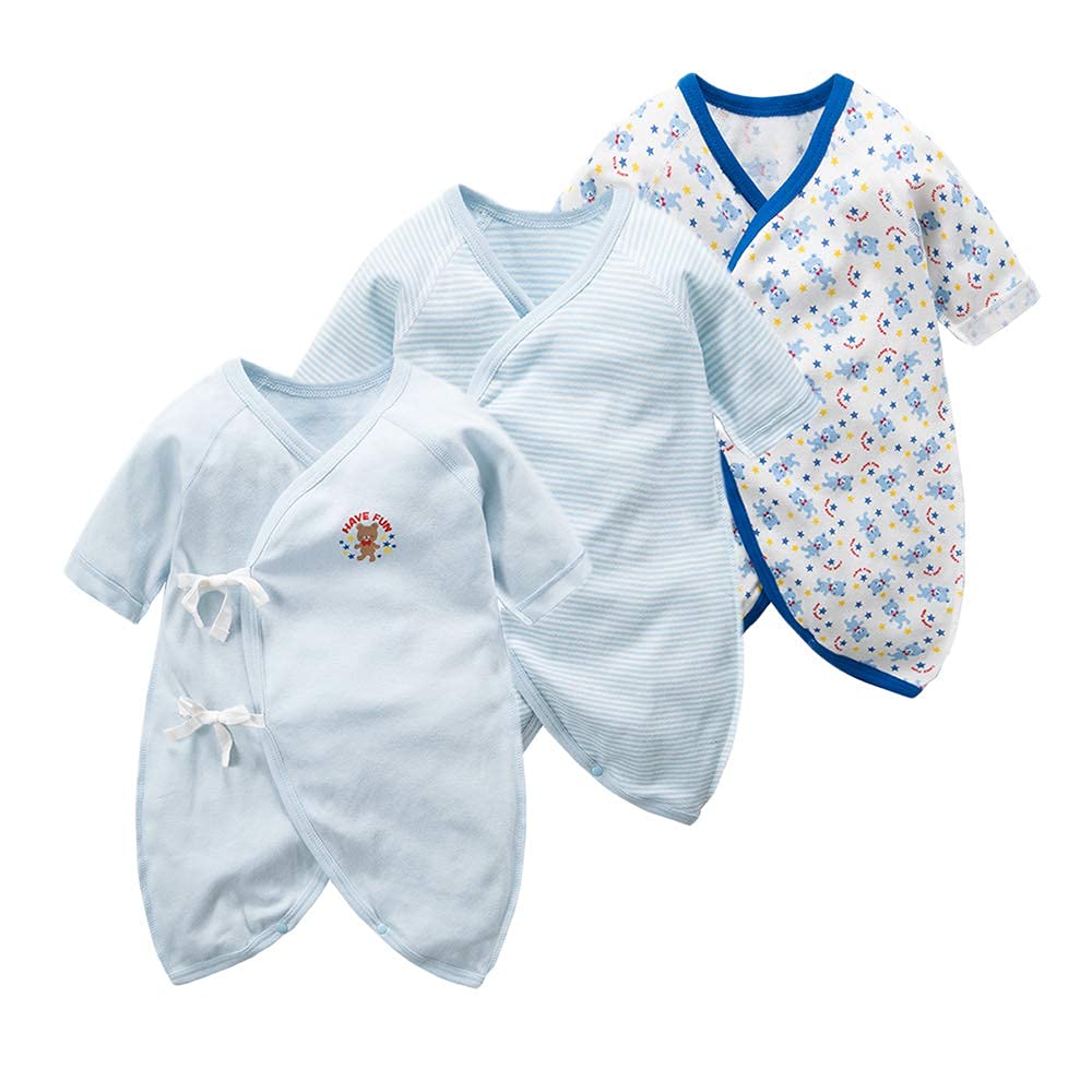 Litchii Guusii Newborn Baby Combi Short Cotton Baby Long Sleeve Underwear Cute Blue Underwear, 6-Piece Set, Undershirts, Undershirts, 100% Clothes,