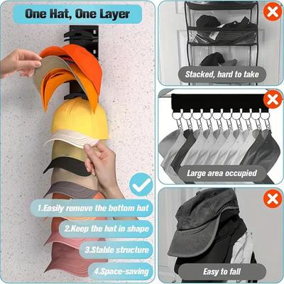 Easy Installation Hat Rack No Drilling Installation Self-Adhesive Rack