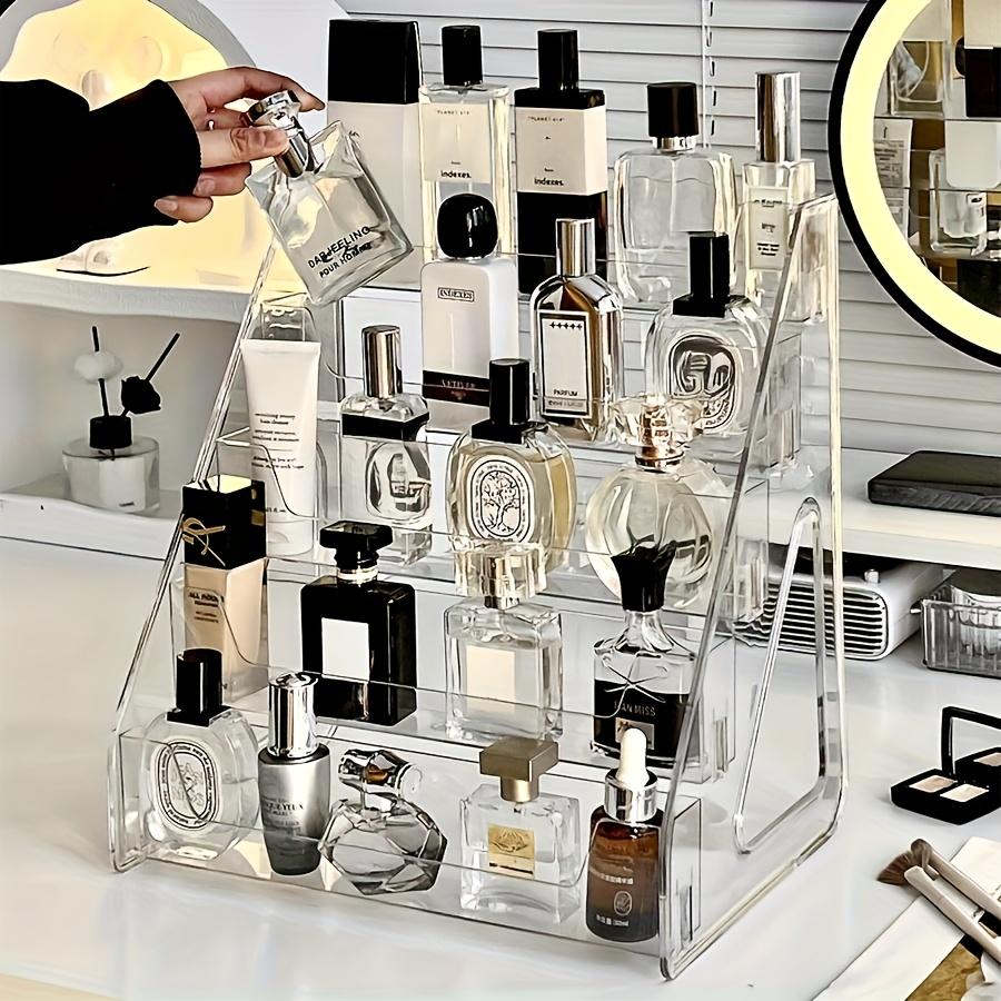 Clear Acrylic Multilayer Perfume Organizer | Compact Countertop Display for Dresser, No Power Required, 27 Inches Height, 3.2 Cubic Feet Capacity