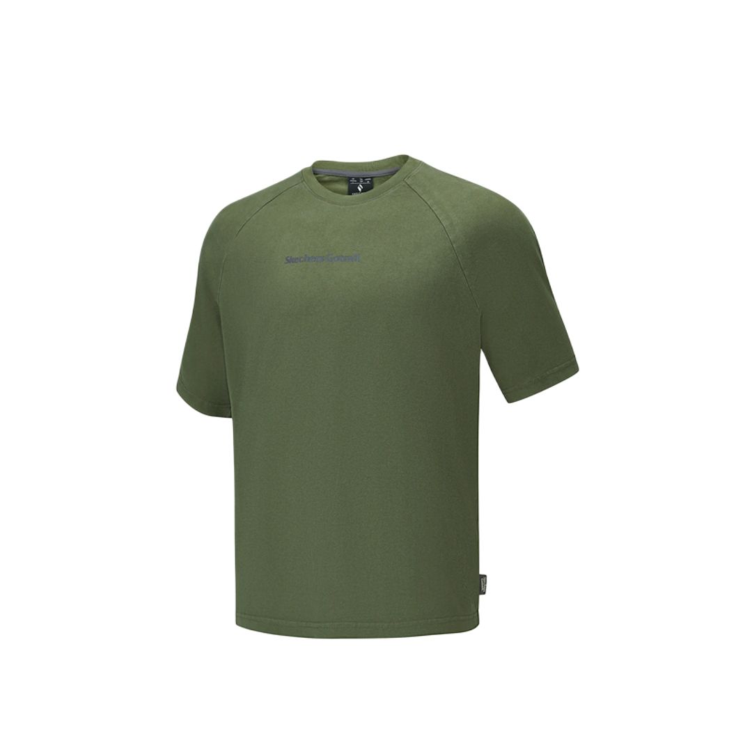 Skechers Comfortable Casual Knitted Short Sleeve T-Shirt Unisex tops Washed-Green P225U025-05RH M