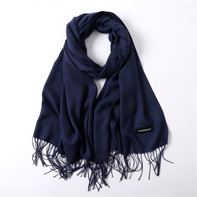 Women's Solid Color Faux Cashmere Scarf, Lightweight Shawl for Spring/Summer & Warm Autumn/Winter Malaysian Headscarf.