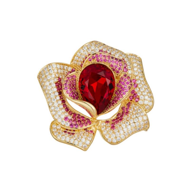Fashion Exquisite Rhinestone Crystal Flower Brooch for Women Clothing Coat Jewelry Accessries Gifts