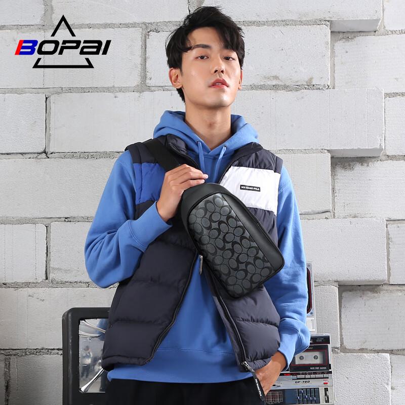 Bopai Men s Casual Business Crossbody Chest Bag