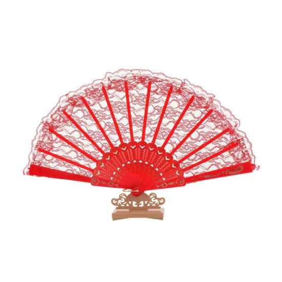 

Vintage Lace Folding Fan Plastic Ribs Hand Held Fan Portable Summer Cooling Fan Wedding Dance Party Performance Props