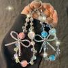Light Luxury Rhinestone Heart Edge Phone Chain Short Exquisite Crystal Bowknot Phone Pendant Keychain Bag Charm