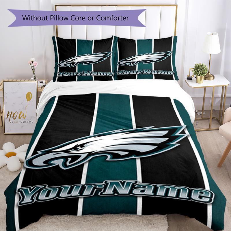 Philadelphia Eagles Customize Your Name Bedding Set Breathable Duvet Cover With Pillowcases Decorative Bed Linen For Bedroom Home Decoration Birthday 