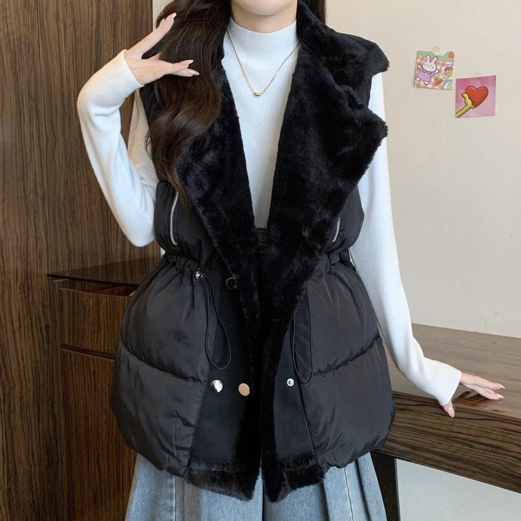 Daunenweste für Damen Winter Lammfellkragen Locker und warm Weste Jacke