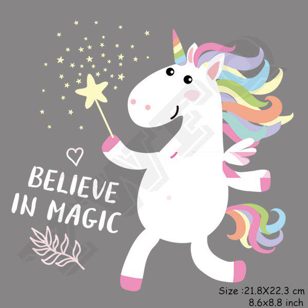 Flower Unicorn Stickers for Girls Boy Gift Badges Diy Accessory Heat Transfer Clothing Decor Patches