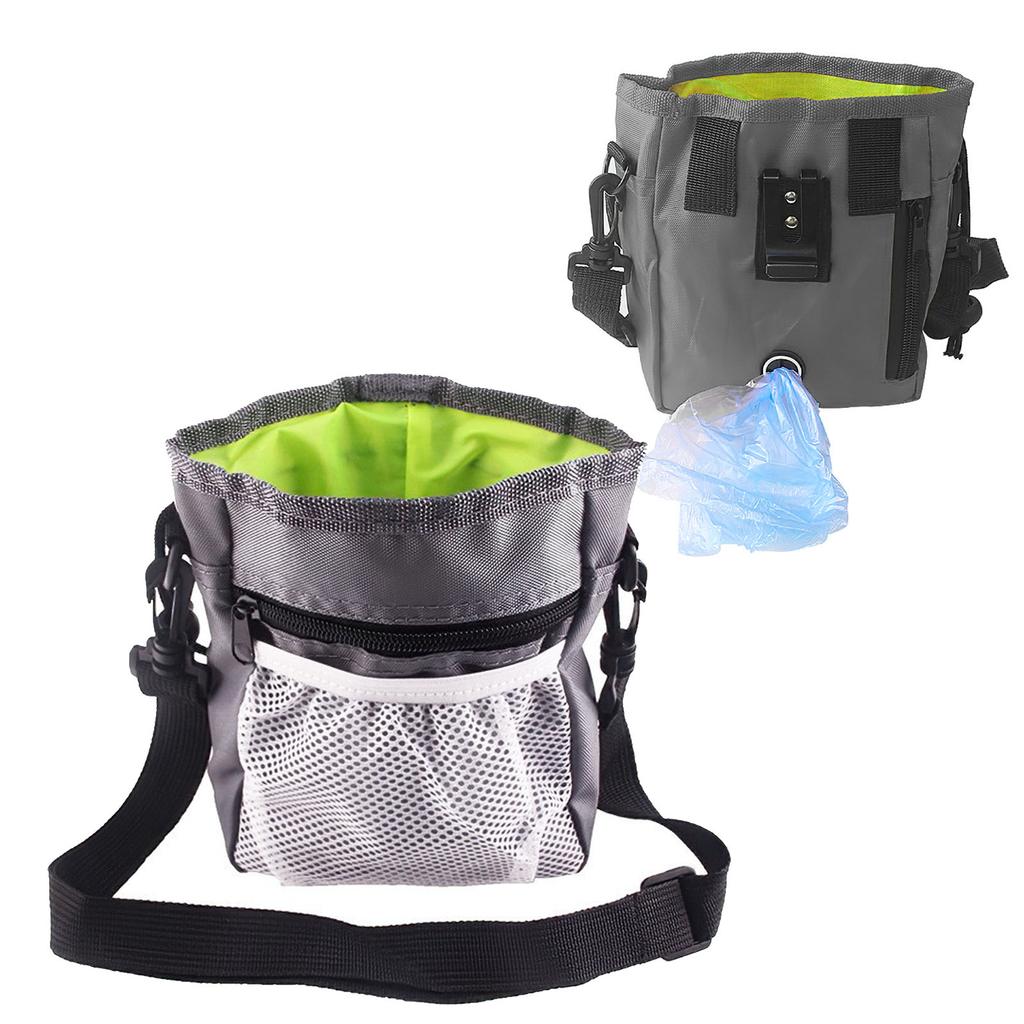 Pet Training Bag Multipurpose Large Capacity Foldable Oxford Cloth Pet Snack Pouch for Outdoor Travel Camping Gray